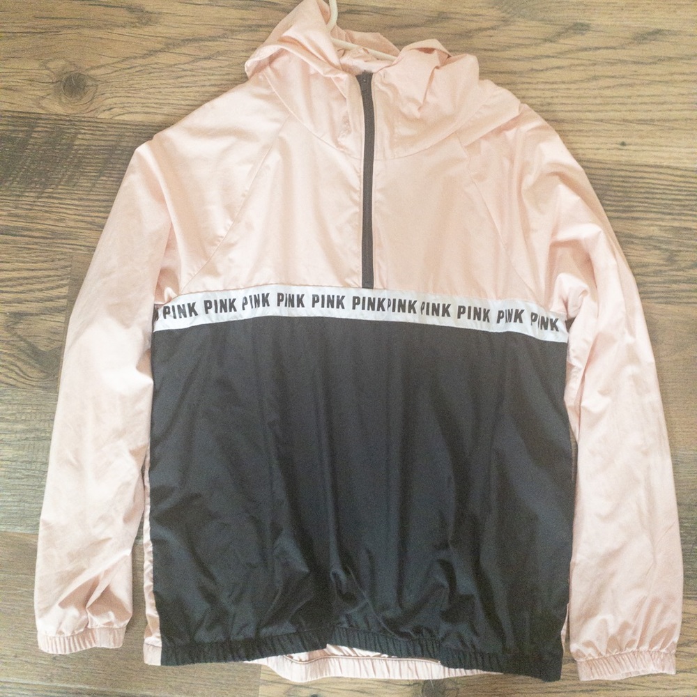 Pink and black windbreaker sweater